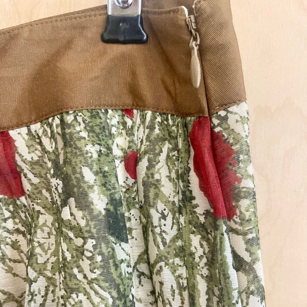 Anthropologie Viola Silk Red Rose Floral A-Line Skirt Size 2 - Picture 7 of 9